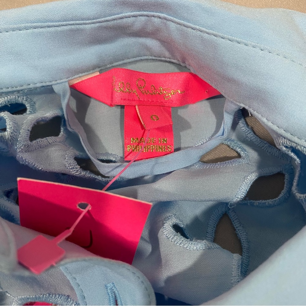 LILLY PULITZER Zia Long Sleeve Eyelet Midi Dress in Hydra Blue - Picture 15 of 16